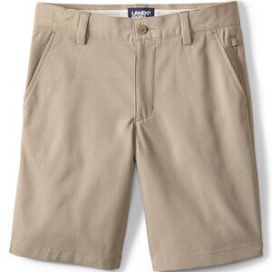 NWOT Lands End Boys Active Performance Chino Shorts - Husky - Size 14- Khaki
